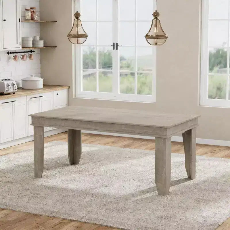 63 Farmhouse Dining Table for 4-6 People, Rectangular Wood Kitchen Table with Sturdy Wooden Frame, Large Dinner Table for Dining Room and Apartment