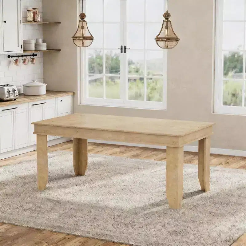 63 Farmhouse Dining Table for 4-6 People, Rectangular Wood Kitchen Table with Sturdy Wooden Frame, Large Dinner Table for Dining Room and Apartment