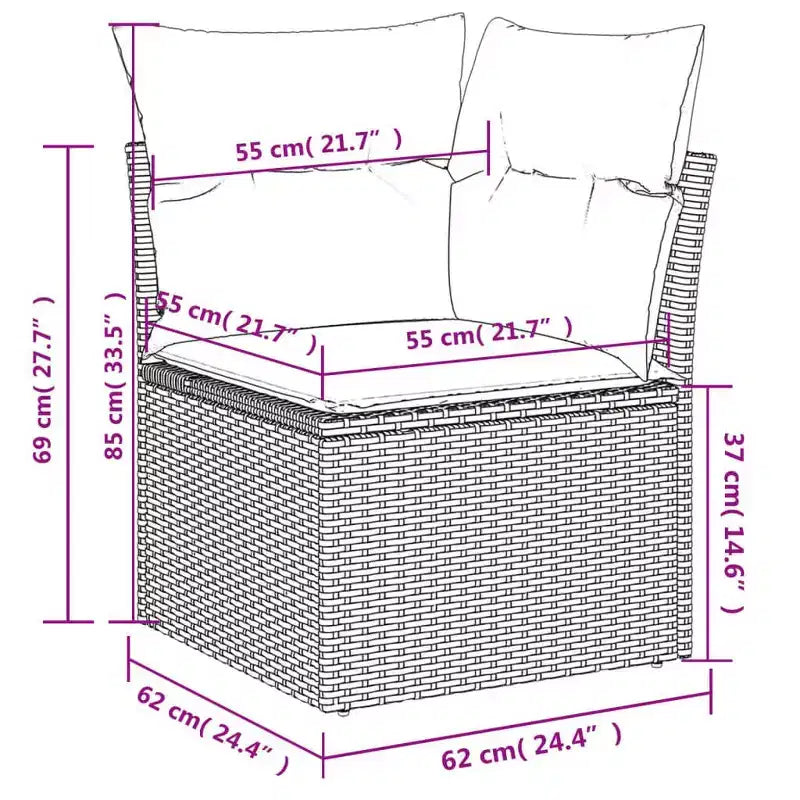 vidaXL Garden Sofa Set Black PE rattan Large Modular Garden Sofa Set