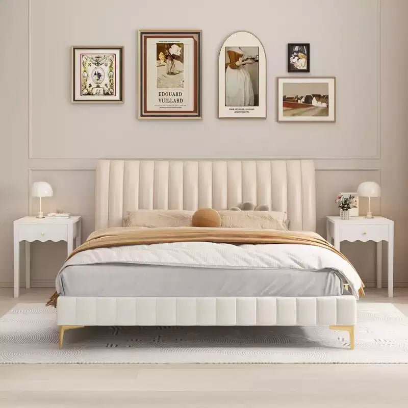 White Nightstand with Drawer, Modern Bedside Table with Wavy Apron Design, Compact End Table for Bedroom Living Room, Small Side Table with Storage