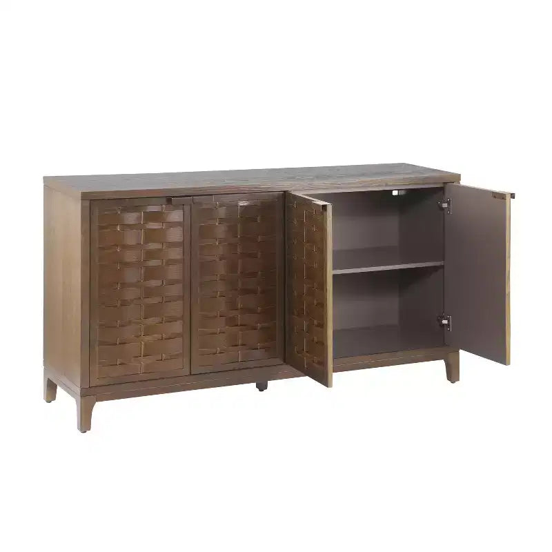 Christopher Knight Home Gree 59'' Mid-Century Modern 3D Woven 4-Door Sideboard Cabinet