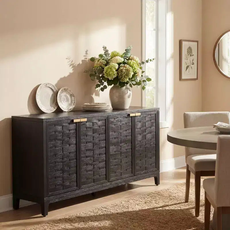 Christopher Knight Home Gree 59'' Mid-Century Modern 3D Woven 4-Door Sideboard Cabinet
