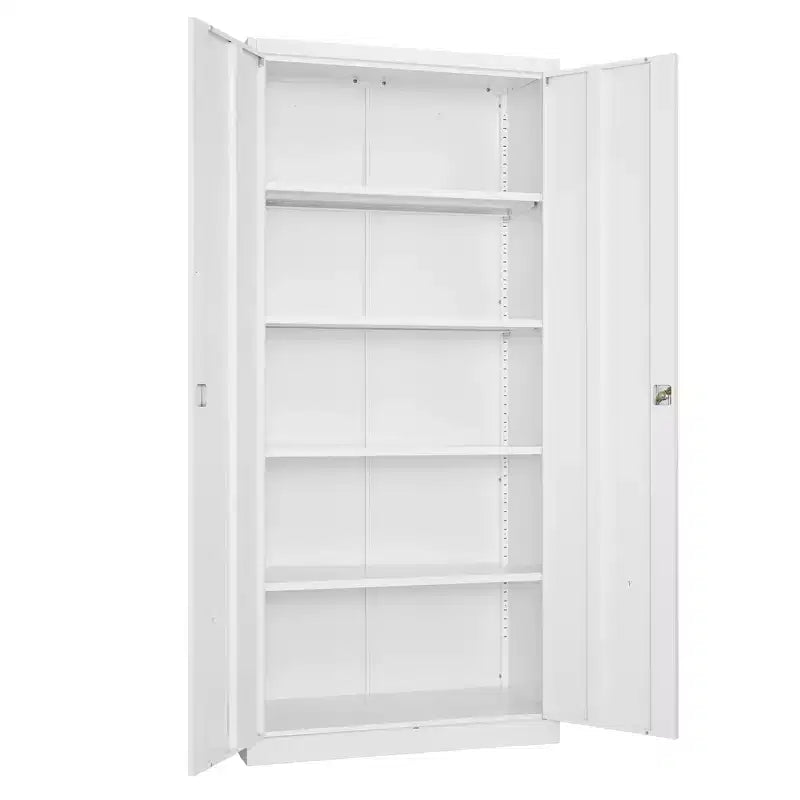 VEVOR Metal Storage Cabinet, 68.9 in Lockable Steel Garage Cabinet with 4 Adjustable Shelves, 2 Magnetic Doors, 2 Keys, 5 Tiers Tool Storage, White