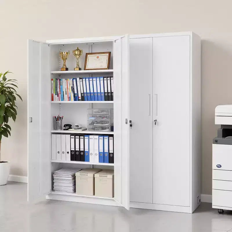 VEVOR Metal Storage Cabinet, 68.9 in Lockable Steel Garage Cabinet with 4 Adjustable Shelves, 2 Magnetic Doors, 2 Keys, 5 Tiers Tool Storage, White