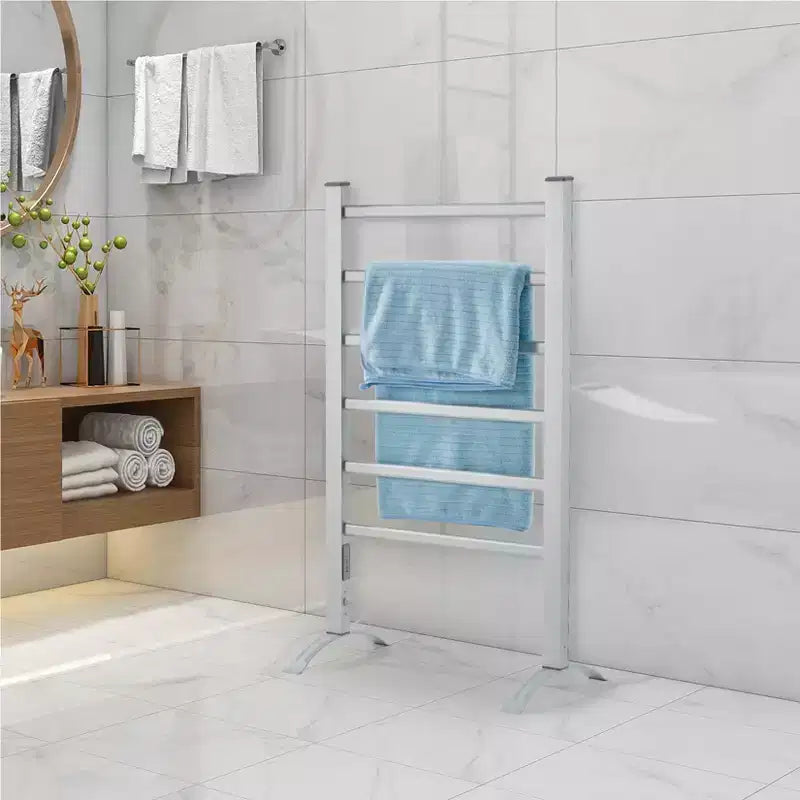 6-Bar Towel Warmer, Freestanding or Wall Mounted Bathroom Heater,Plug-in Towel Rack, IP56 Waterproof for Bathroom, Spa
