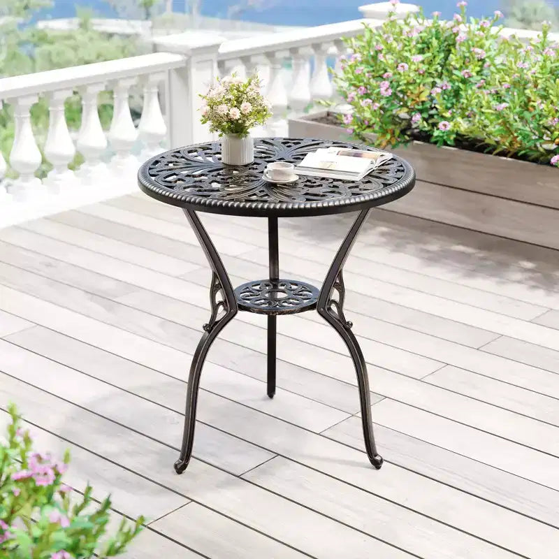 Outdoor Lightweight Cast Aluminum Dining Table, Durable & Easy to Assemble for Patio and Garden Use