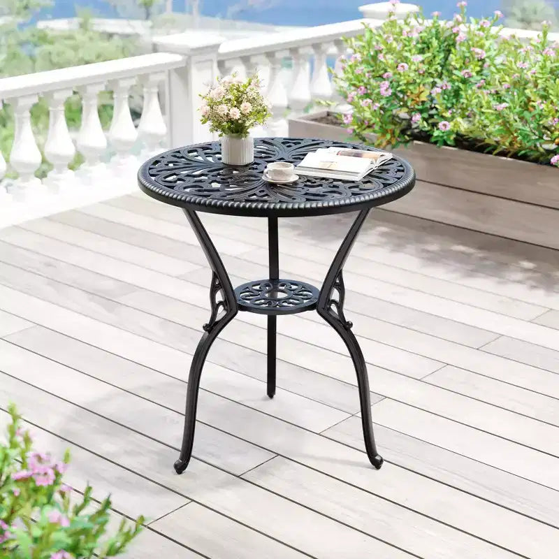 Outdoor Lightweight Cast Aluminum Dining Table, Durable & Easy to Assemble for Patio and Garden Use