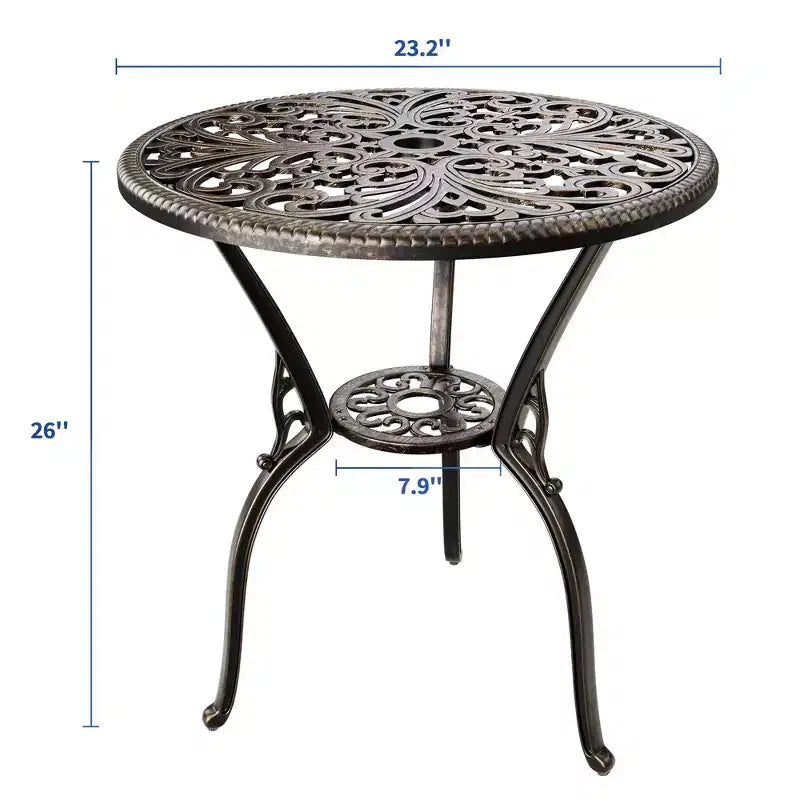Outdoor Lightweight Cast Aluminum Dining Table, Durable & Easy to Assemble for Patio and Garden Use