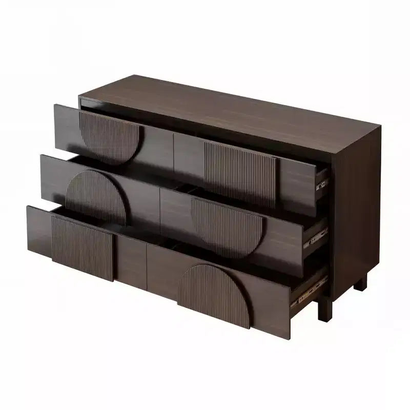 Whisen 6-Drawer Modern Geometric Dresser, Half-Circle Accent Wide Storage Chest for Bedroom & Living Room