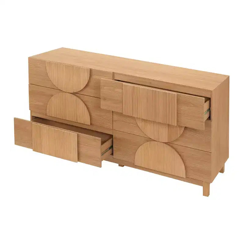 Whisen 6-Drawer Modern Geometric Dresser, Half-Circle Accent Wide Storage Chest for Bedroom & Living Room