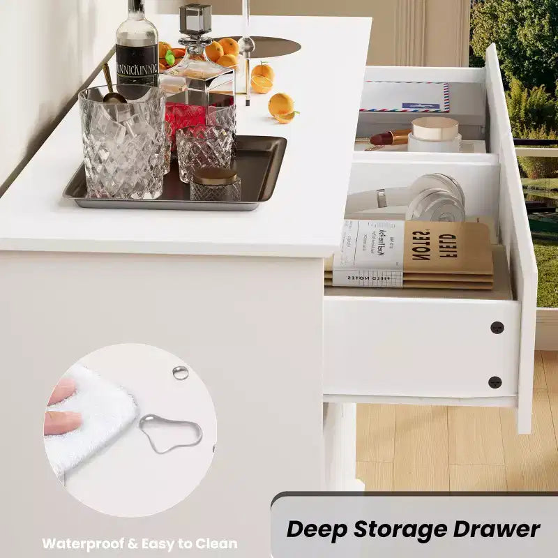 8 Drawer Double Dresser, Modern Wide Wooden Chest, Anti-Tip Device, Large Clothing Storage Cabinet, for Living Room, Entryway