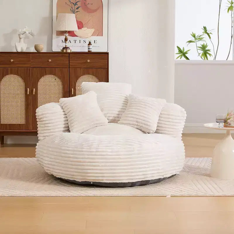 Bean Bag Sofa for Adults Kids, Oversized Corduroy Bean Bag Chair with 3 Pillows & Armrest for Living Room Bedroom - ModernLuxe