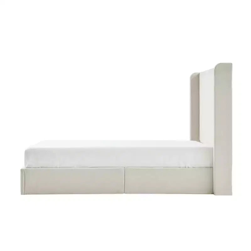 Christopher Knight Home Heino Modern Boucle Upholstered Floor Bed with Wingback