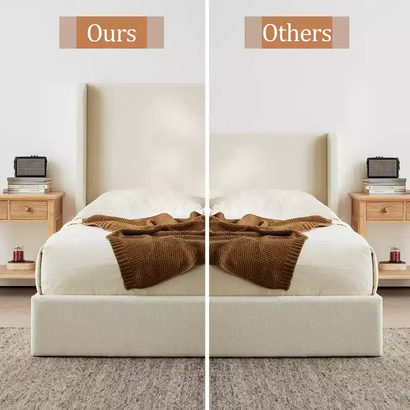 Christopher Knight Home Heino Modern Boucle Upholstered Floor Bed with Wingback
