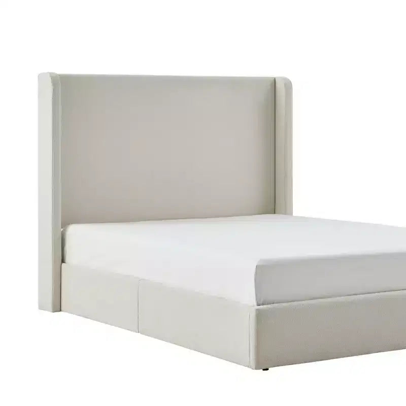 Christopher Knight Home Heino Modern Boucle Upholstered Floor Bed with Wingback
