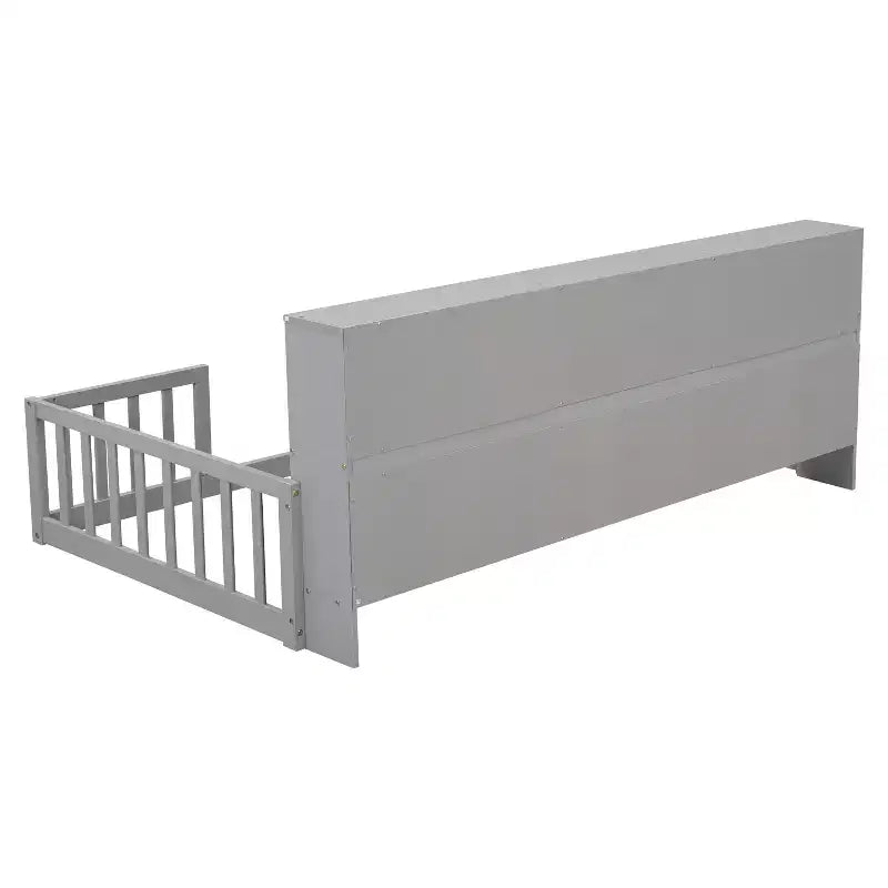 MAYEERTY Full Bed Frame Soft-Close Drawers Solid Pine Wood No Box Spring Needed