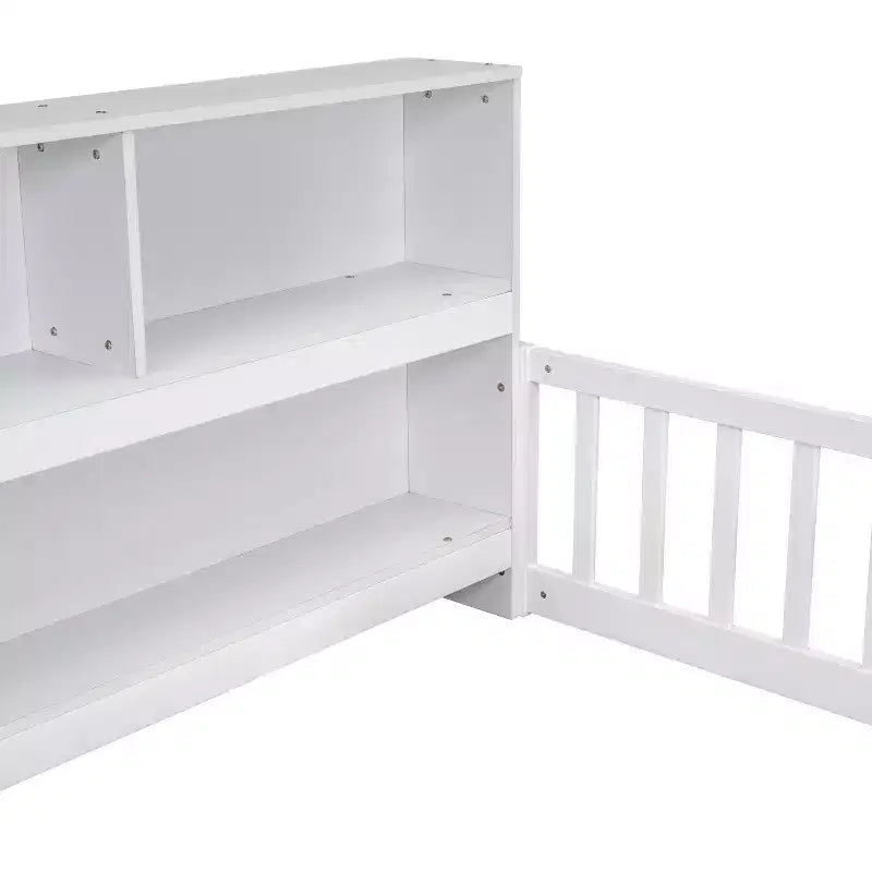 MAYEERTY Full Bed Frame Soft-Close Drawers Solid Pine Wood No Box Spring Needed