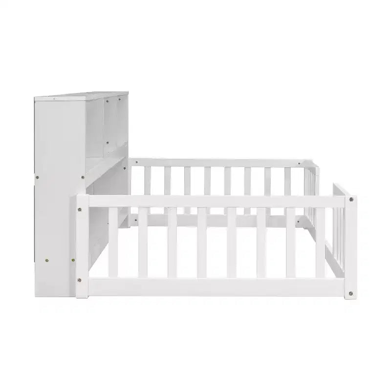 MAYEERTY Full Bed Frame Soft-Close Drawers Solid Pine Wood No Box Spring Needed