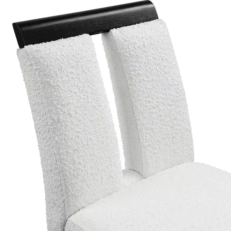 miBasics Set of 2 Northstar Contemporary Boucle Upholstered Counter Height Barstools White/Black: Padded, Wood Legs, Foam Fill