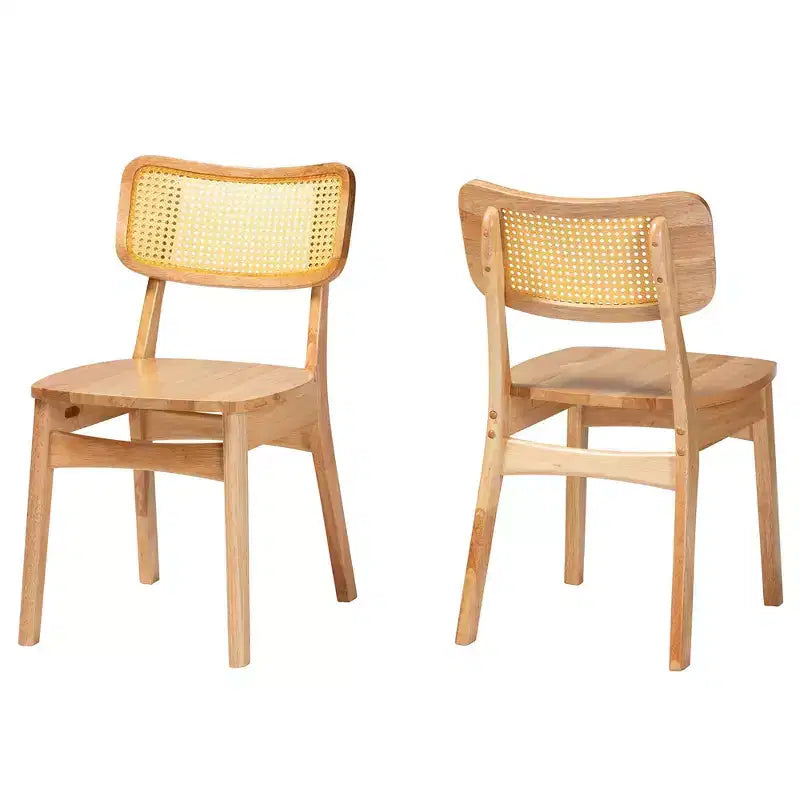 Chaise de salle à manger en rotin à cadre en bois de chêne/brun clair : Cadre en bois d'hévéa, Nettoyage des taches