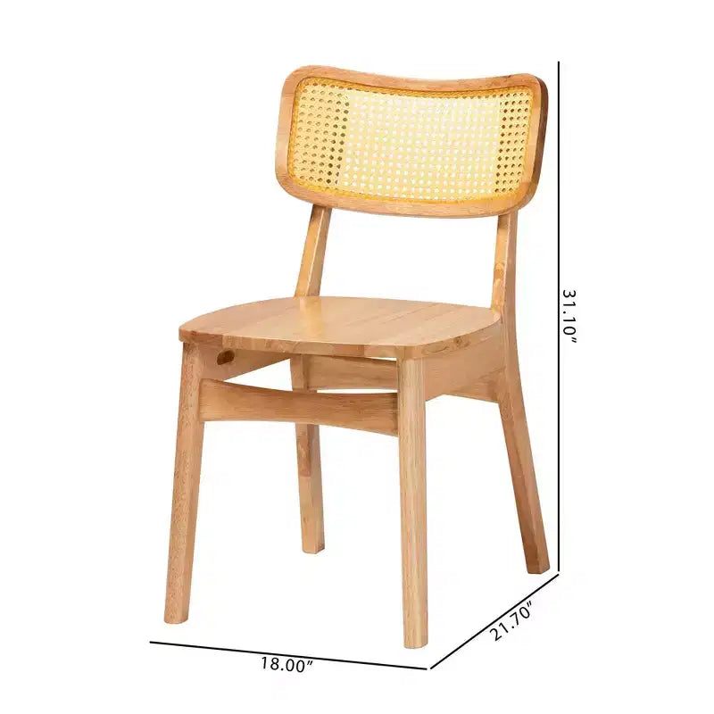 Chaise de salle à manger en rotin à cadre en bois de chêne/brun clair : Cadre en bois d'hévéa, Nettoyage des taches