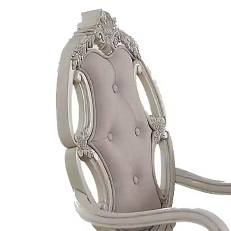 23" Ragenardus Dining Chair Fabric and Antique White Finish - Acme Furniture