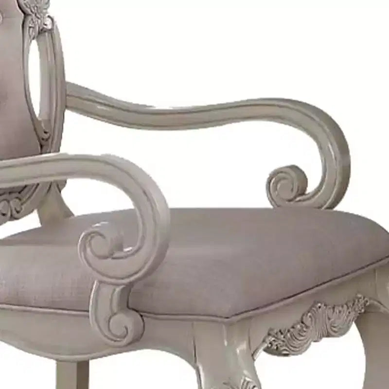 23" Ragenardus Dining Chair Fabric and Antique White Finish - Acme Furniture