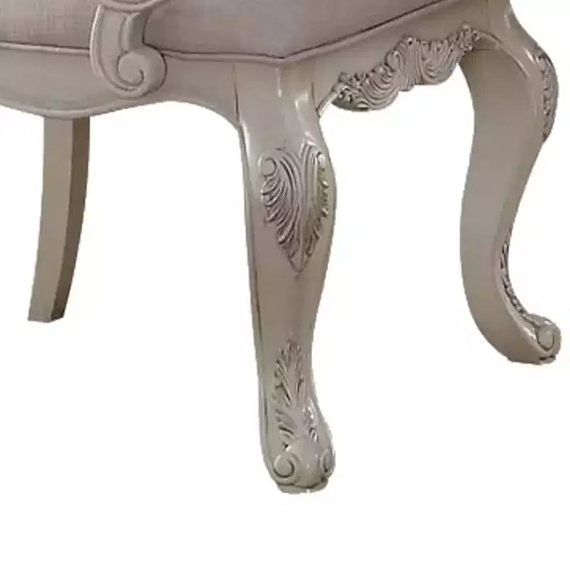 23" Ragenardus Dining Chair Fabric and Antique White Finish - Acme Furniture