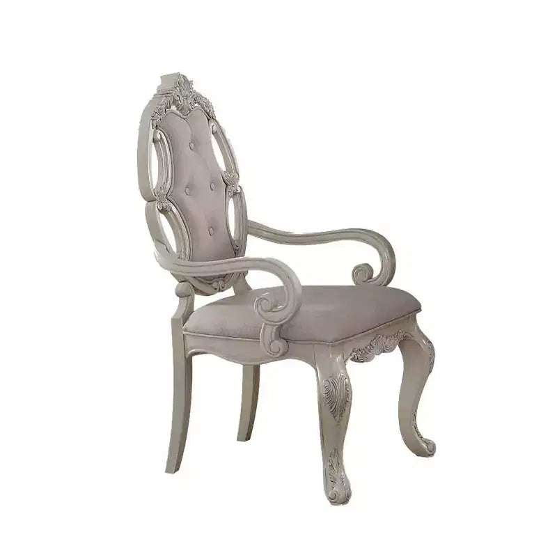 23" Ragenardus Dining Chair Fabric and Antique White Finish - Acme Furniture