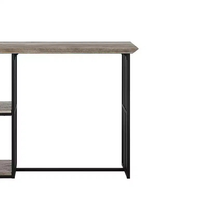 Acme Furniture 47" Zudora Dining Table Antique Oak Sandy Black Finish: Sturdy Metal Pedestal Base, Seats 2