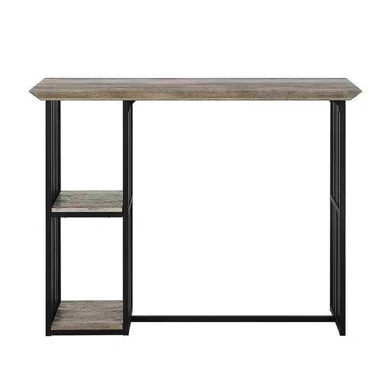 Acme Furniture 47" Zudora Dining Table Antique Oak Sandy Black Finish: Sturdy Metal Pedestal Base, Seats 2