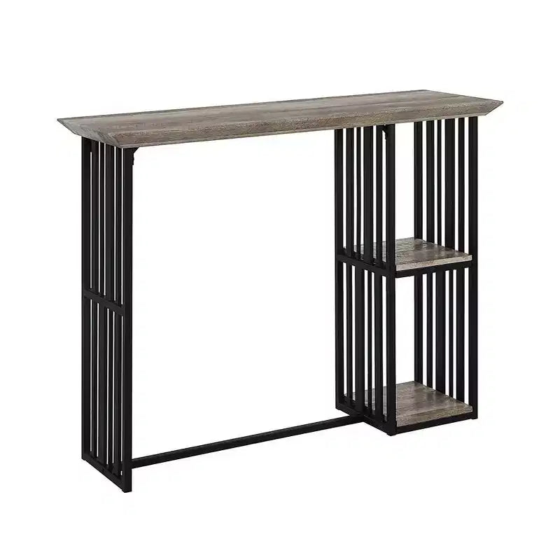 Acme Furniture 47" Zudora Dining Table Antique Oak Sandy Black Finish: Sturdy Metal Pedestal Base, Seats 2