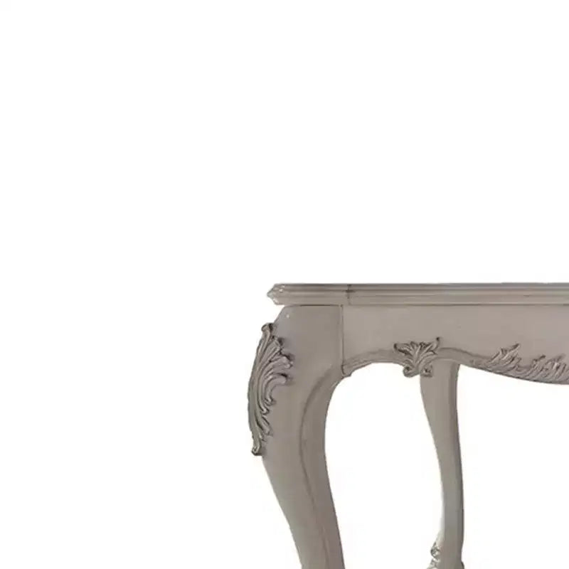 55" Dresden Dining Table Bone White Finish - Acme Furniture: Square, 8-Seater, Resin Frame