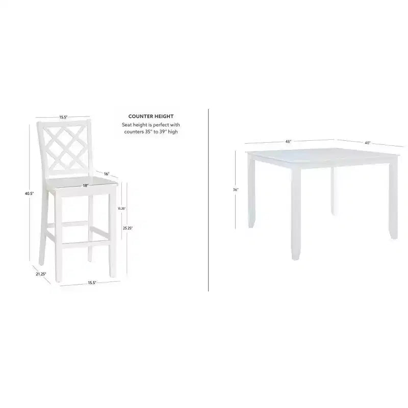 Powell 5pc Shelby Square Counter Height Dining Set White
