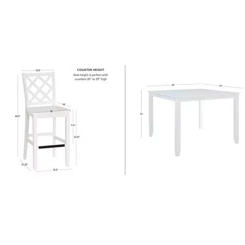 Powell 5pc Shelby Square Counter Height Dining Set White