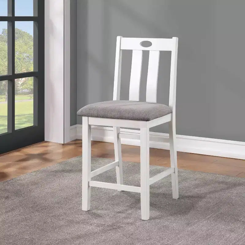 HOMES: Inside + Out 5pc Seawhisper Transitional Counter Height Dining Set White/Gray: Square Table, Padded Chairs