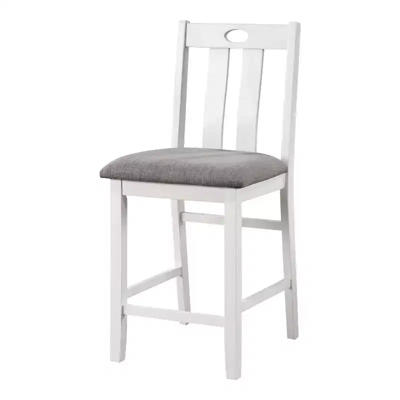 HOMES: Inside + Out 5pc Seawhisper Transitional Counter Height Dining Set White/Gray: Square Table, Padded Chairs