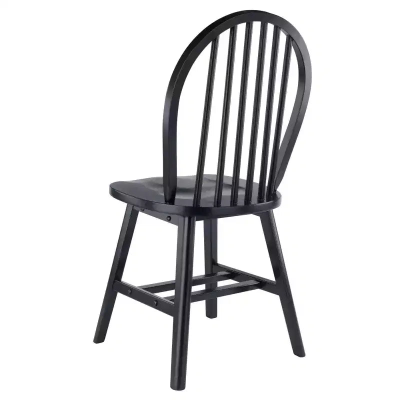 3pc Moreno Dining Table Set Black - Winsome: Glossy Wood, Round Drop Leaf, Transitional Style, Seats 4, Tapered Legs