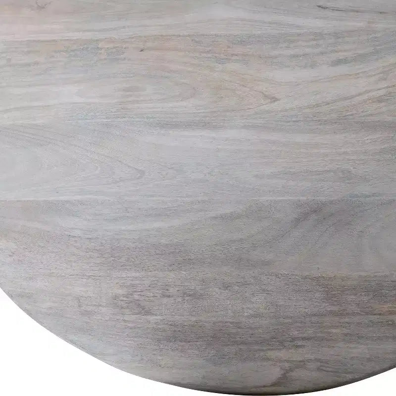 Storied Home Mango Wood Dining Table Natural: Whitewashed Finish, Pedestal Base, 47" Diameter