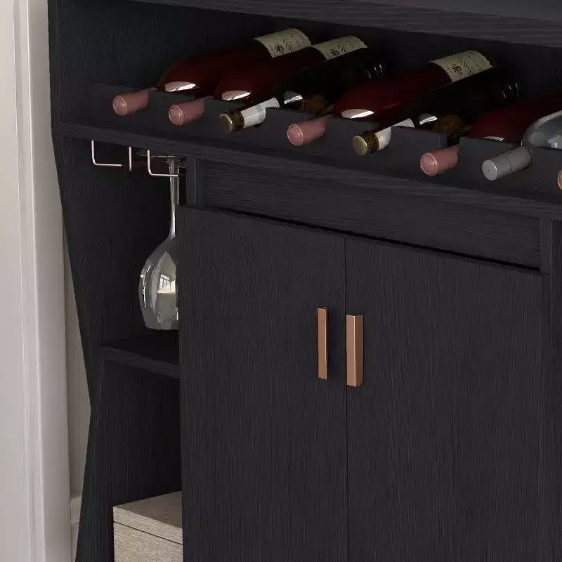 Veritte Contemporary 9 Bottle Buffet Black - miBasics