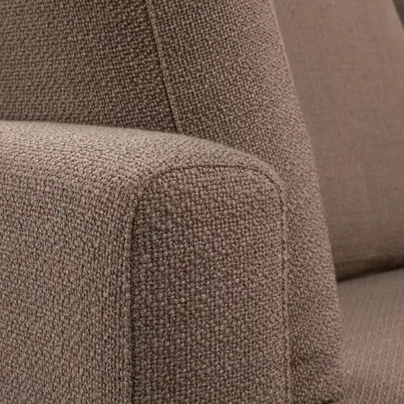 Storied Home Sofa with Chaise Lounge Beige: Modern L-Shaped, Interchangeable, Wood Trim, Mushroom Brown