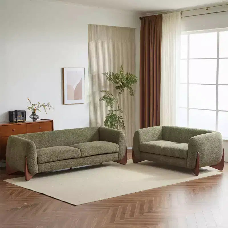 Christopher Knight Home Lucy Modern Upholstered 3 Seater and 2 Seater Combined Sofa Set Green