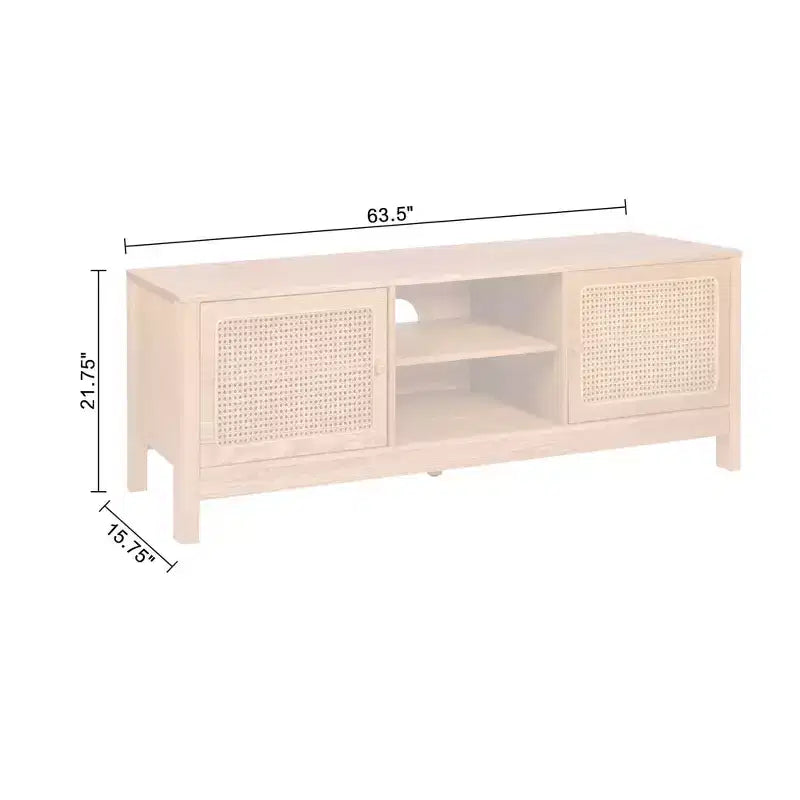 Lifestorey Sheldon Natural Cane Rectangle TV Stand Up to 70" TV Natural