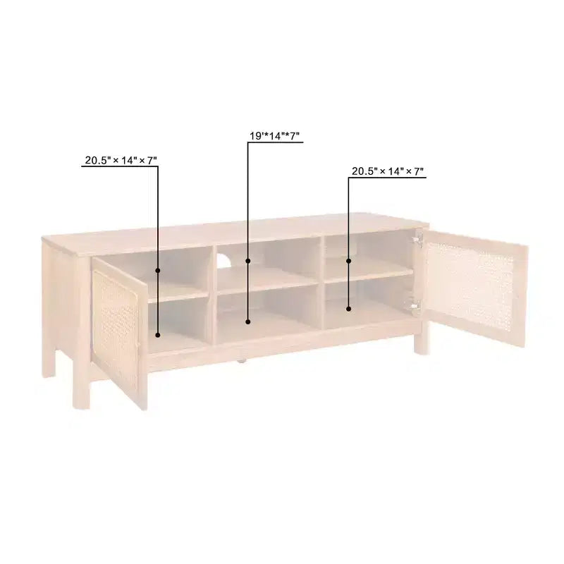 Lifestorey Sheldon Natural Cane Rectangle TV Stand Up to 70" TV Natural