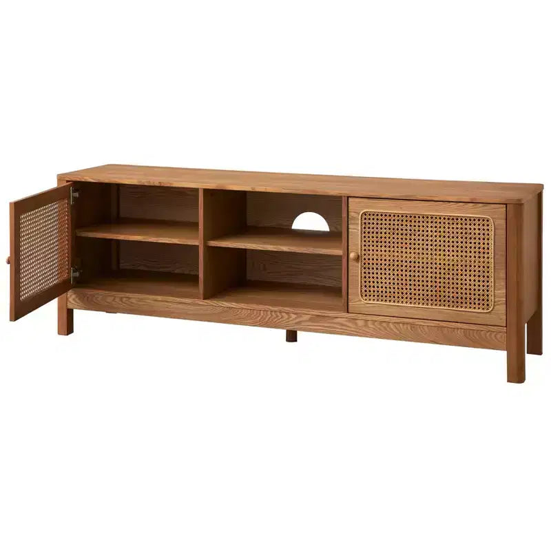 Lifestorey Sheldon Natural Cane Rectangle TV Stand Up to 70" TV Natural
