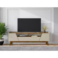 Meuble TV Moderne avec 4 Étagères pour Téléviseurs jusqu'à 70" Beige - Console Multimédia avec Rangement