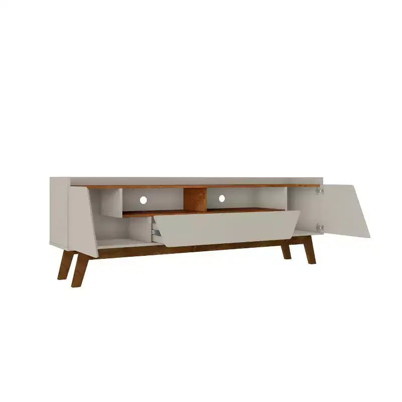Meuble TV Moderne avec 4 Étagères pour Téléviseurs jusqu'à 70" Beige - Console Multimédia avec Rangement