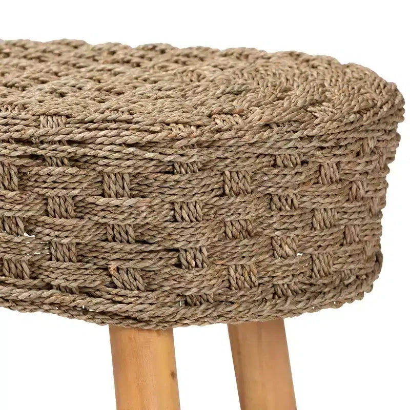 Banc d'appoint en jonc de mer naturel et bois d'acacia Marron clair/Marron naturel : Meuble d'entrée artisanal