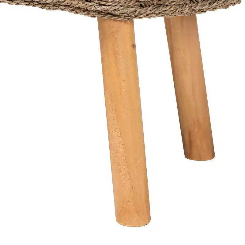 Banc d'appoint en jonc de mer naturel et bois d'acacia Marron clair/Marron naturel : Meuble d'entrée artisanal