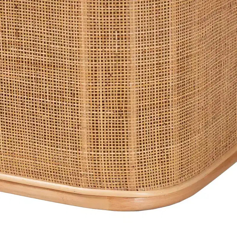 Banc de rangement en rotin naturel Blanc/naturel : Polyester rembourré, cadre en contreplaqué, aucun assemblage requis